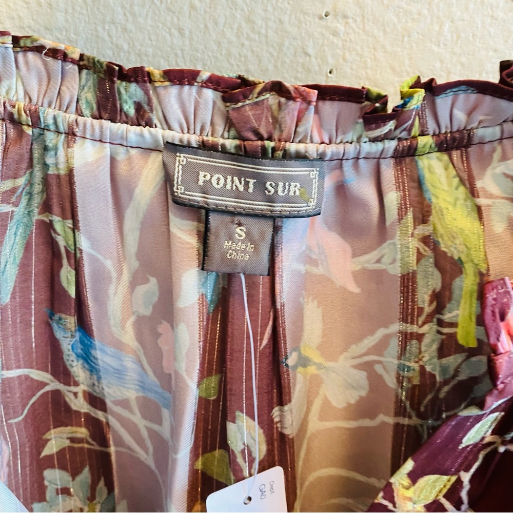 J. Crew Point Sur NWT Bird Menagerie Ruffle Metallic Laced Peasant Blouse - Picture 5 of 7